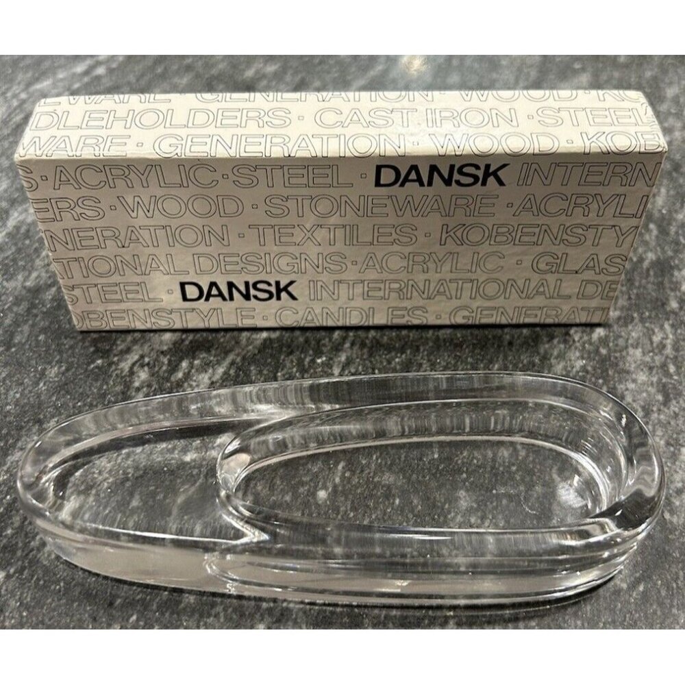 Vintage Dansk Ashtray Full Lead Crystal Clear Oblong MCM 5 3/4" L x 2" W Japan